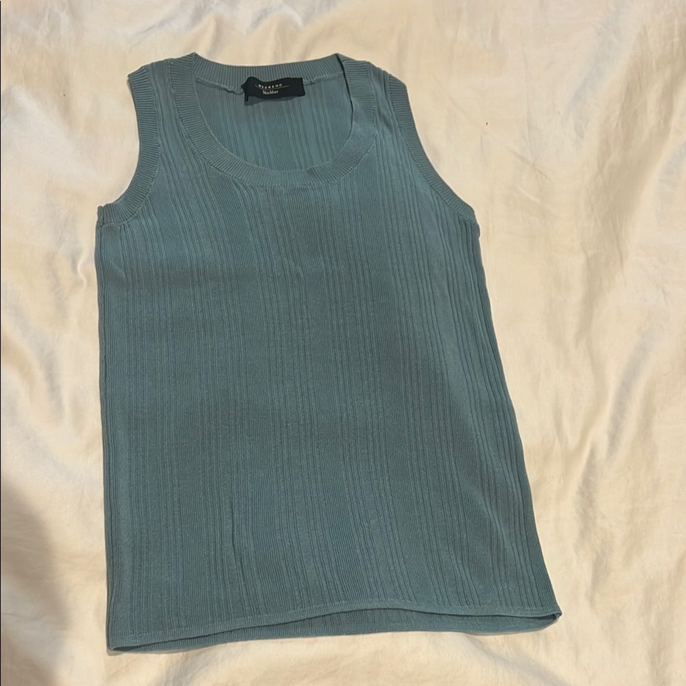 MaxMara Weekend Turquoise Green Ribbed Sleeveless Tank Top